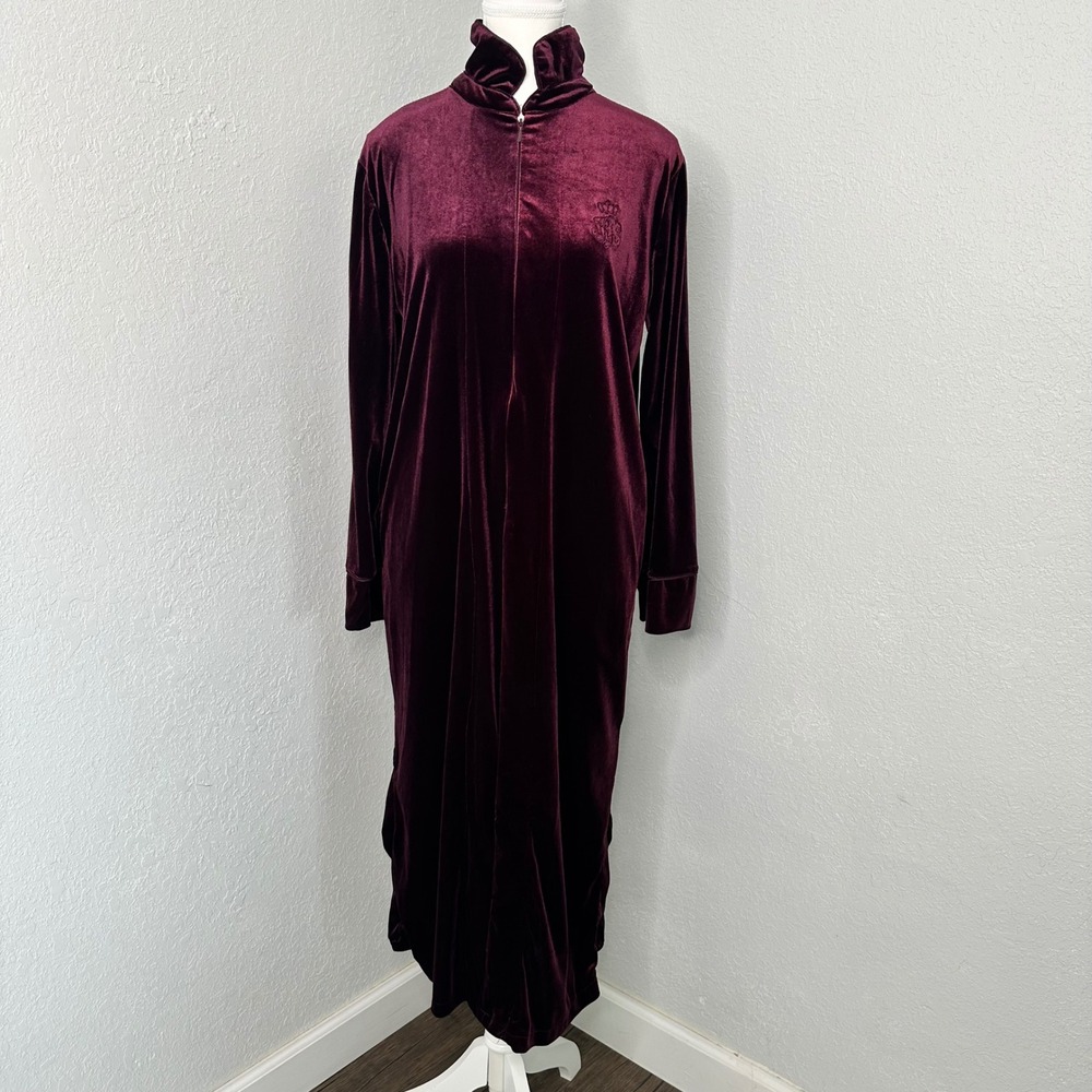 Lauren Ralph Lauren Zip Purple Velvet Robe Pockets‎ black label women's small